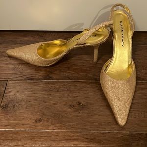 Sparkling gold slingback heels by Ellen Tracy Made in Italy